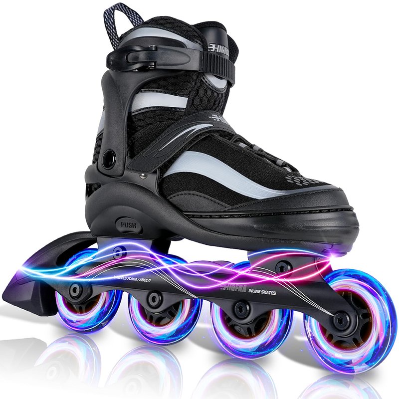 Adjustable Inline Skates for Kids and Adults – Color Gradient Roller Skates with Full Light-Up Wheels Girls, Boys (Ages 5-8, 8-12), Youth, Men, and Women – Indoor & Outdoor Use