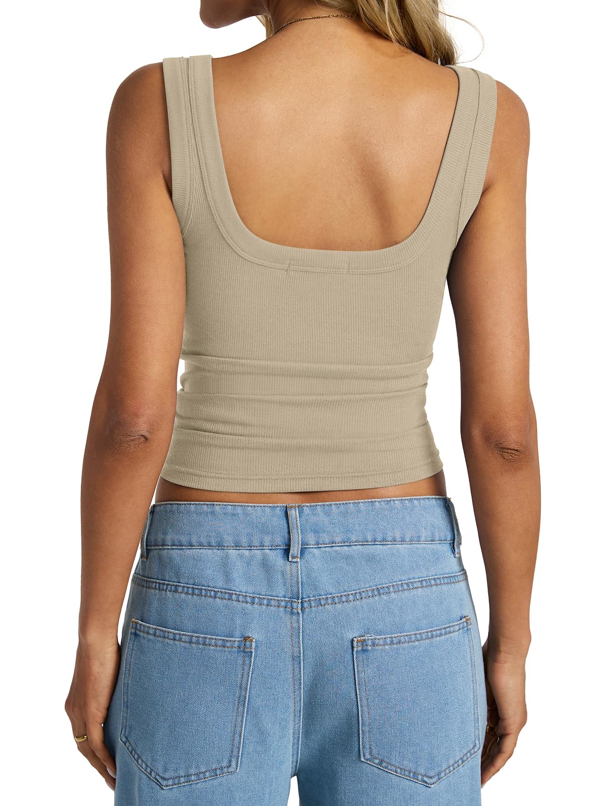 EasyGala Womens Cotton Ribbed Square Neck Tank Tops Basic Backless Sleeveless Summer Cami Shirts 2025