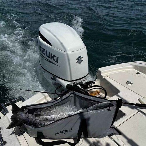 Buffalo Gear Insulated Fish Cooler 48x18in, Leakproof Kill Bag with 2 Reusable Cooler Ice Packs, Portable Waterproof Fish Bag with Adjustable Shoulder Strap, Keeps Ice-cold More than 48 Hours