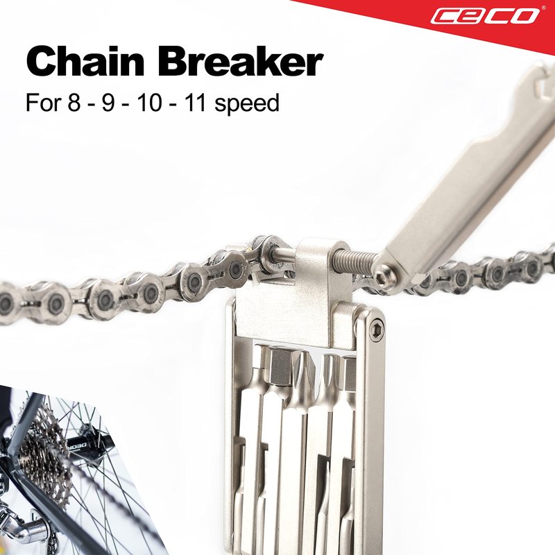 CECO USA 13 Function Bike Tool with Chain Breaker, Bicycle Multi Tool, Ultra Slim, Compact Pocket Sized, Lightweight, High Strength CR-V 6150 Tool Steel, Easy To Carry, Case Pouch Included, Road