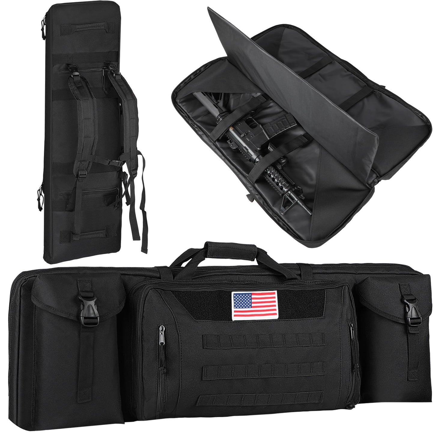 Espmotic 42" Double Rifle Case Soft Bag - Long Gun Backpack for 2 Rifles & Pistols, Padded Range Bag, Heavy Duty Waterproof for Hunting Shooting