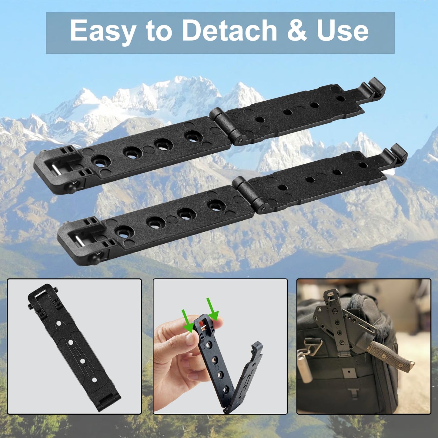 PQEUGOA Molle Attachment with Mounting Hardwares, 3" Molle Clips for Vests, Backpacks, Pouches, and Molle Belt (A-Black 6pcs)