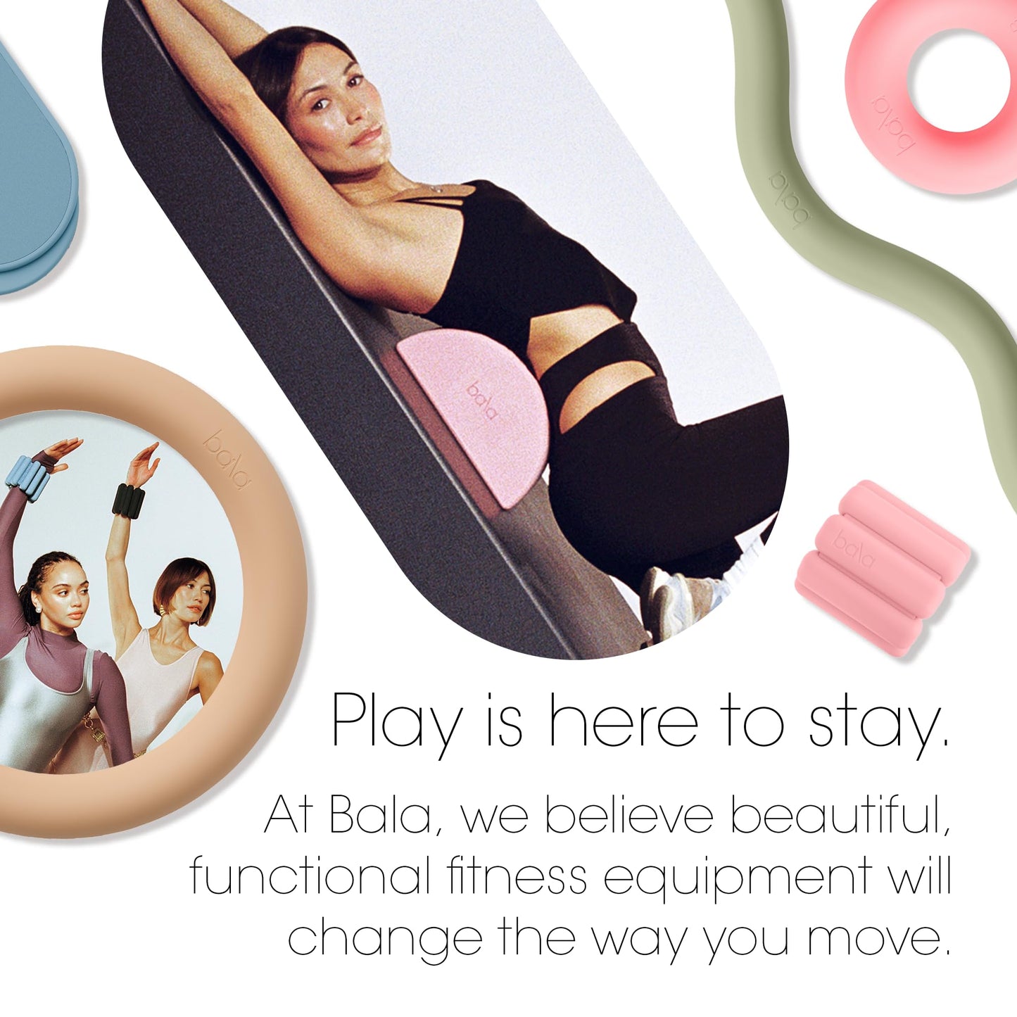 Bala Balance Blocks 2 Pack, Yoga Blocks for Working Out, (Sea) - Semi-Circular Yoga Accessories for Stretching & Exercise - Yoga Equipment for Home Workout - Yoga Block Essentials for Women & Men