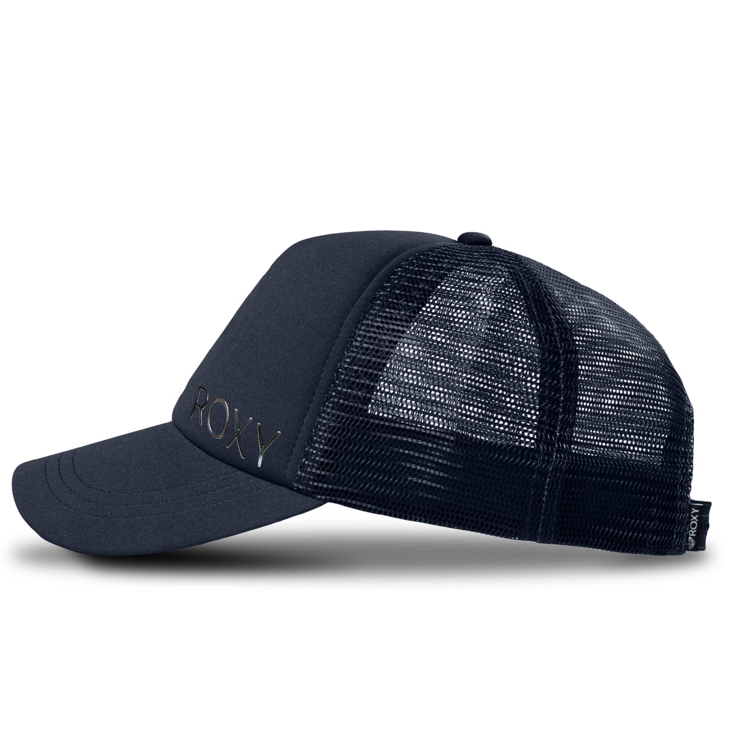 Roxy Women's Finishline Trucker Hat – 100% Cotton Adjustable Summer Cap with Mesh Back, Lightweight and Breathable Festival or Beach Style for Travel and Outdoors, Mood Indigo/Silver