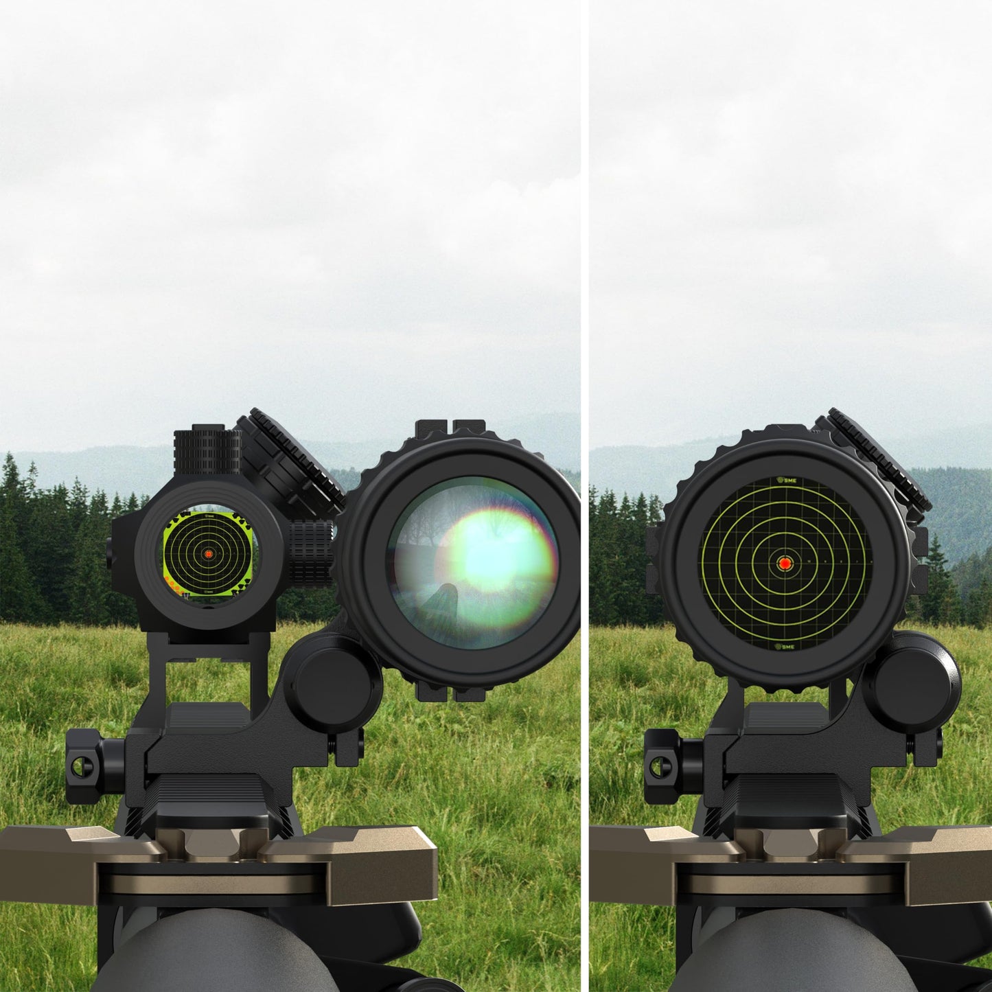 Feyachi M56 1.5X - 5X Zoomable Red Dot Magnifier for Absolute Co-Witness Red Dot Sight Reversible Fits Picatinny Rails