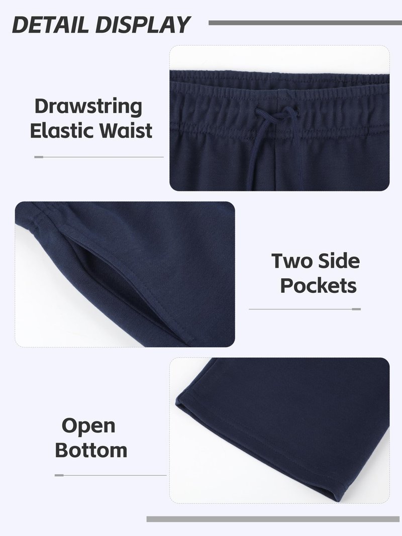 Aocku 3 Pack Boys Sweatpants Wide Leg Boys Athletic Drawstring Joggers Pants Kids Sweatpants Open Bottom Pants