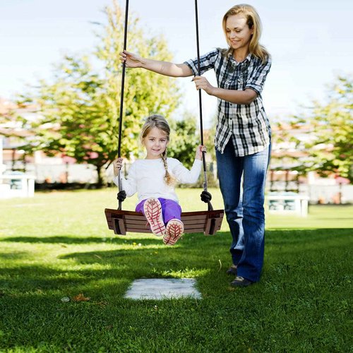 PELLOR Anticorrosive Wood Swing Seat - Waterproof, Indoor/Outdoor, 17.7x7.9x0.6 inch