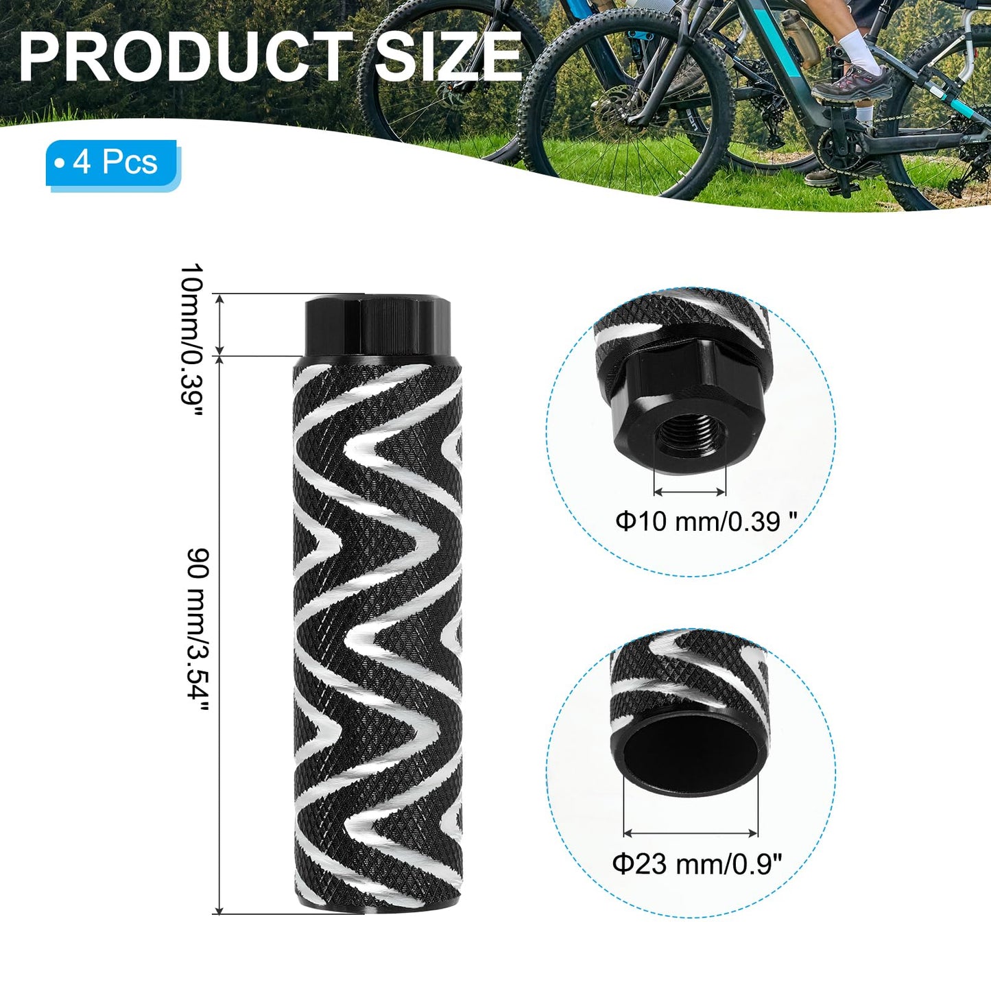 PATIKIL Aluminum Alloy S-Shape Bike Pegs Fit 3/8 inch Axles, 4 Pack Anti-Skid Lead Foot Bicycle Pegs Back Seat Stands for BMX Mountain Bike Cycling Rear Stunt Pegs, Sky Blue