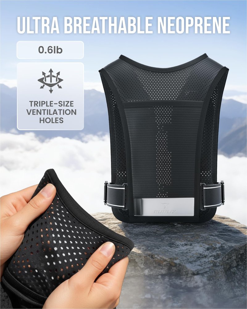 RUNLIX Running Vest for Women Men-Reflective Running Hydration Vest with 500ml Soft Water Bottle, Phone Holder, 2 LED Lights USB Rechargeable-7 Pockets Runners Backpack Marathon (Black, Medium-Large)
