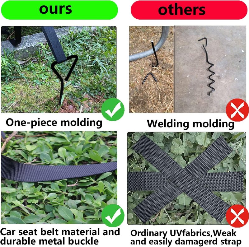 Heavy Duty Trampoline Stakes - 15.84" Galvanized Steel Corkscrew Anchors Kit | Set of 4 for High Wind Stability