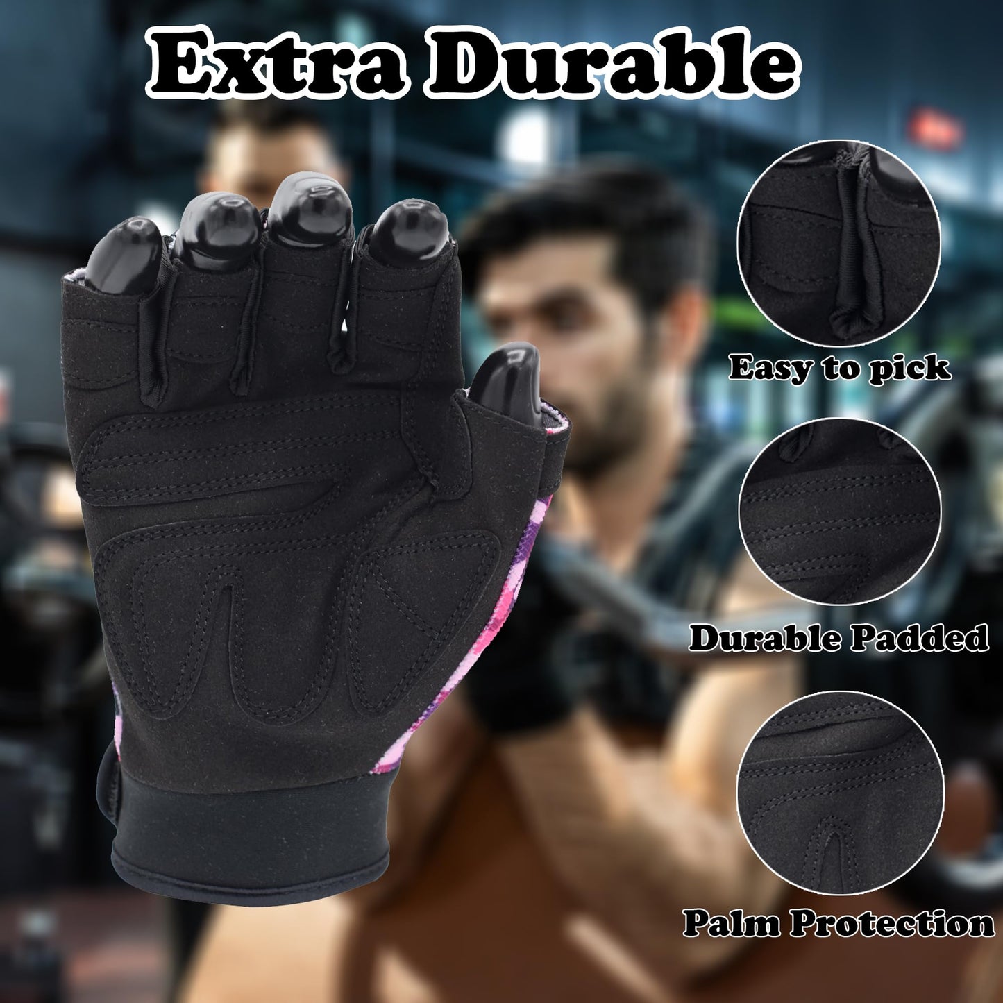MRX Workout Gloves for Men and Women – Breathable, Snug-Fit Exercise Gloves for Weight Lifting, Cycling, Gym Training & Outdoor Activities|Pink L