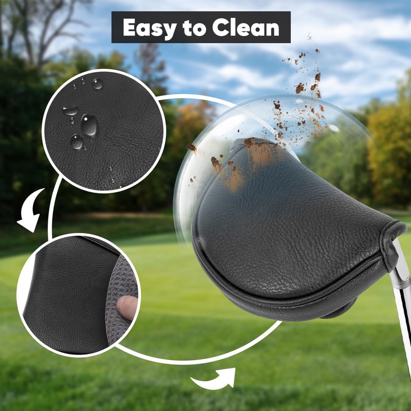 brdejc Golf Putter Cover Leather Small Mid-Size Center Shafted Mallet Putter Cover Headcover Cover Golf Club Covers Magnetic Closure for Most Brand Center Shafted Putter (for Center Shafted Mallet)