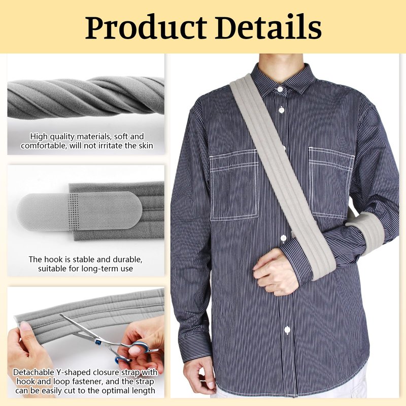 SHFGYG 2-Pack Arm Sling,Adjustable Arm Support Strap,Shoulder Immobilizer for Women Men,Black & Gray Forearm Strap for Elbow Wrist Injury, Torn Rotator Cuff, Clavicle Injury Broken