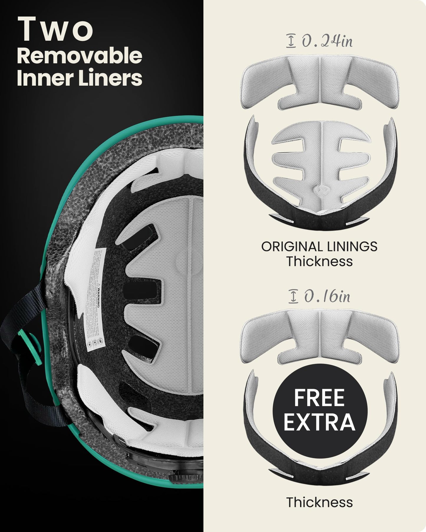 OutdoorMaster Skateboard Cycling Helmet - Two Removable Liners Ventilation Multi-Sport Scooter Roller Skate Inline Skating for Kids, Youth & Adults - L - Sea Green