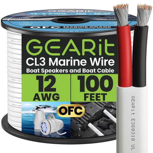 GEARit Speaker Wire 12 Gauge (100ft), Red/Black Speaker Cable 12AWG, Duplex 2-Conductor, Speaker Wires for Boat, RV, Camper, Trailer, Automotive, in-Wall and Outdoor Use
