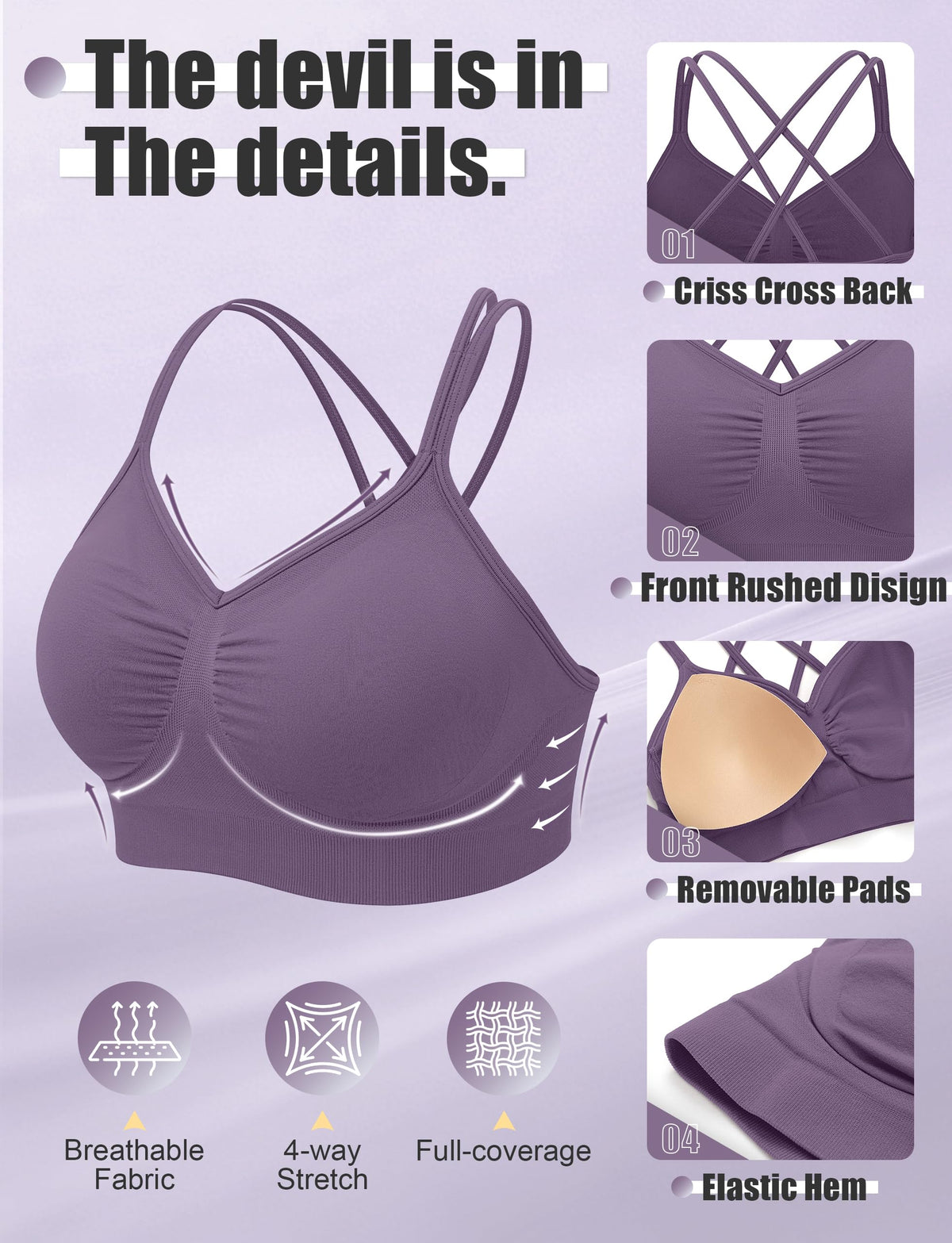 WANAYOU Criss Cross Back Sports Bras for Women Medium Support 3 Pack