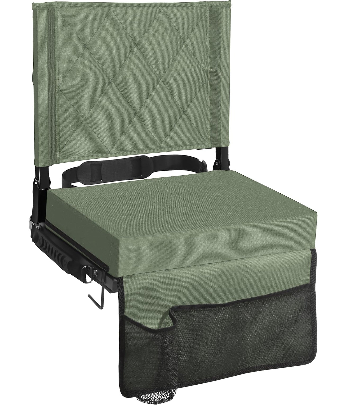 Sheenive Green Stadium Seats for Bleachers with Back Support, Padded Soft Comfy Backs and Cushion, Wide, Portable Folding Comfort Chair with Shoulder Strap, Perfect for Sports Events