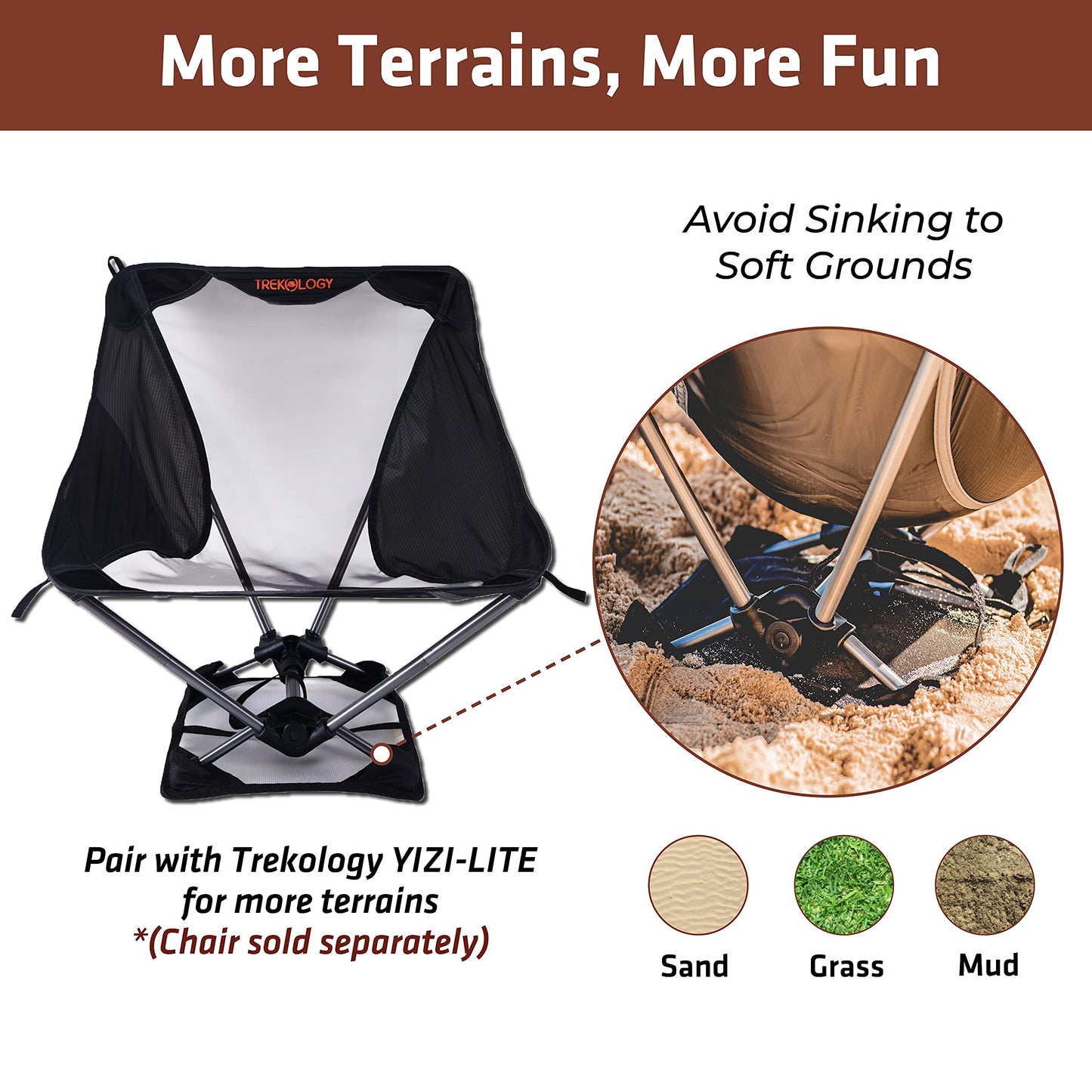 TREKOLOGY YIZI-LITE Anti-Sinking Sand Cover & Ground Sheet for Camping Chairs, Fit YIZILITE Camping Backpacking Chairs