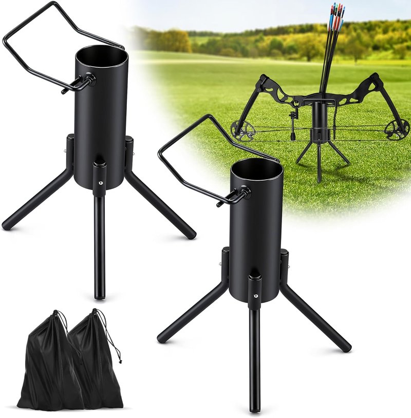 Foldable Portable Bow Stand - Quiver Holds 30-40 Arrows | Ground Holder for Traditional Longbows & Compound Bows