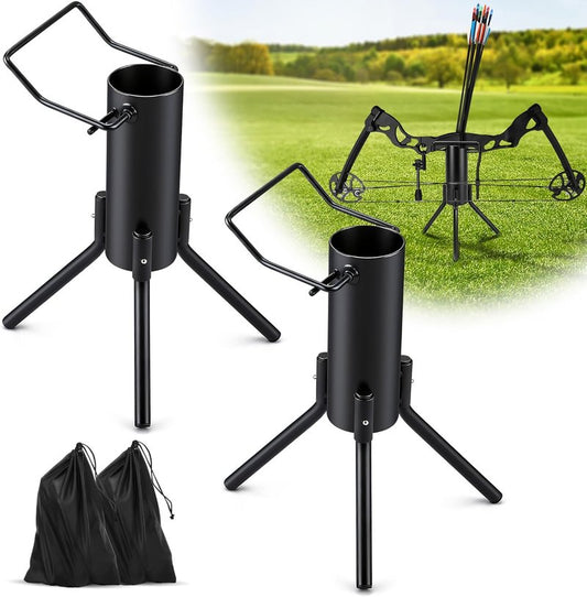 Foldable Portable Bow Stand - Quiver Holds 30-40 Arrows | Ground Holder for Traditional Longbows & Compound Bows