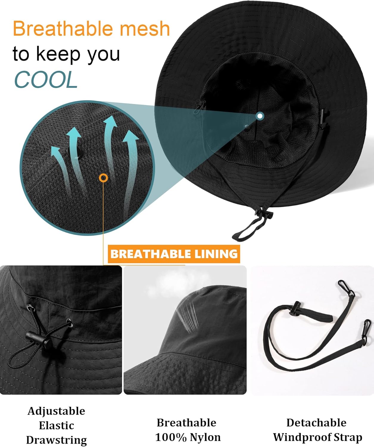 Water-Resistant UPF 50+ Bucket Hat | Lightweight Packable Boonie for Men & Women - Perfect for Summer Hiking