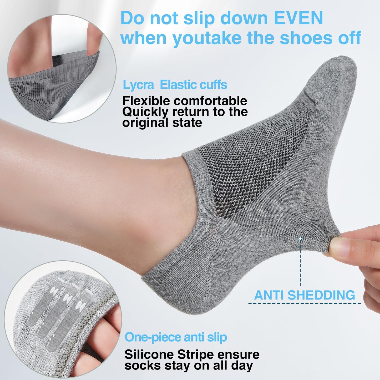 ATBITER No Show Socks Womens Non Slip, 6/12 Pairs Thin Low Cut Invisible Liner Ankle Socks