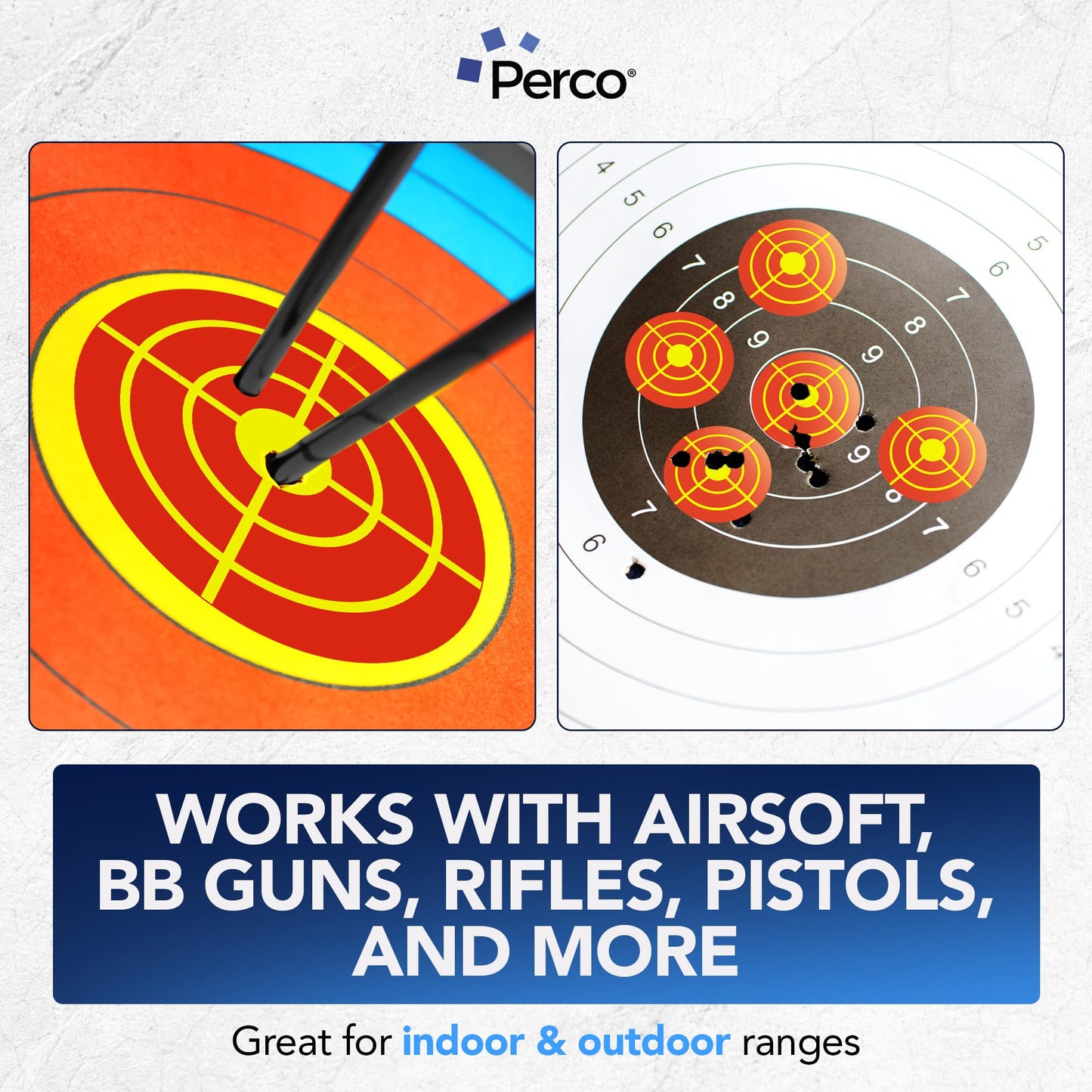 3-Inch Perco Red with Fluorescent Yellow Rings Shooting Target Stickers—Bullseye Targets with No Splatter Effect for Rifles, Handguns, BB Guns, Indoor & Outdoor Shooting—Made in USA —500 Stickers/Roll