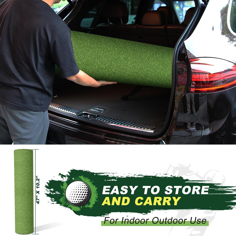 LIBERRWAY Thicken Golf Mat, 5x4ft Practice Turf, Indoor/Outdoor, Training Aid with 9 Golf Balls