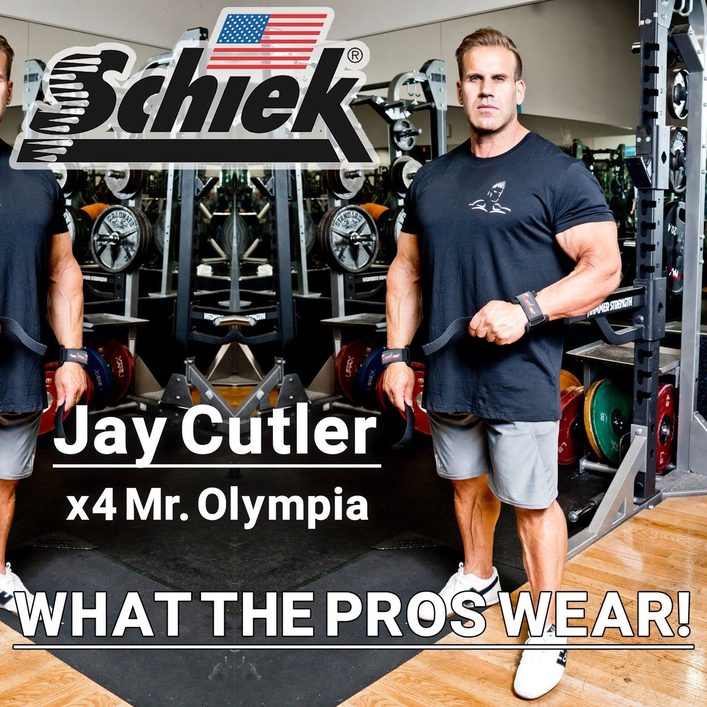Schiek Sports Model J1000PLS Jay Cutler Signature Power Lifting Straps - Black