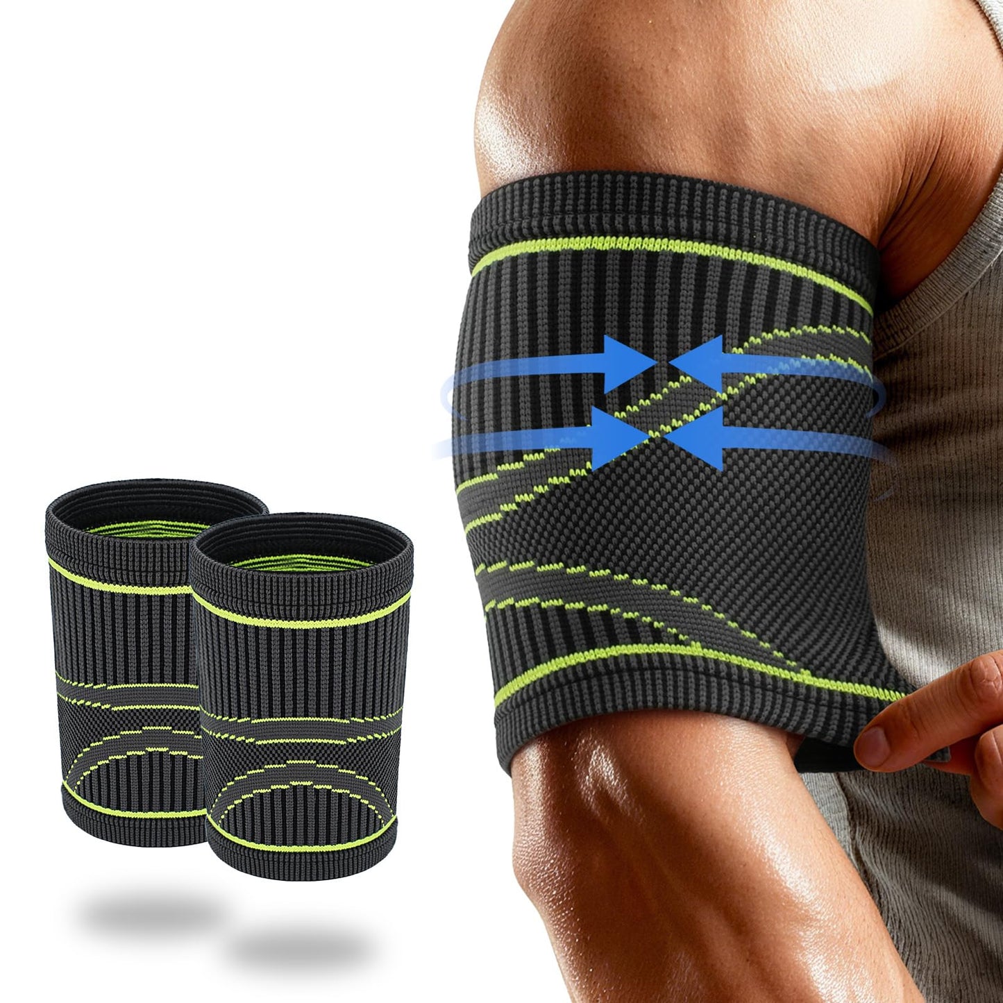 LISEPWU Bicep Tendonitis Brace for Pain Relief, (1Pair) Bicep Tendonitis Compression Sleeve for Muscle Strains Recovery, Arm Supports Sleeve for Workouts (XL)