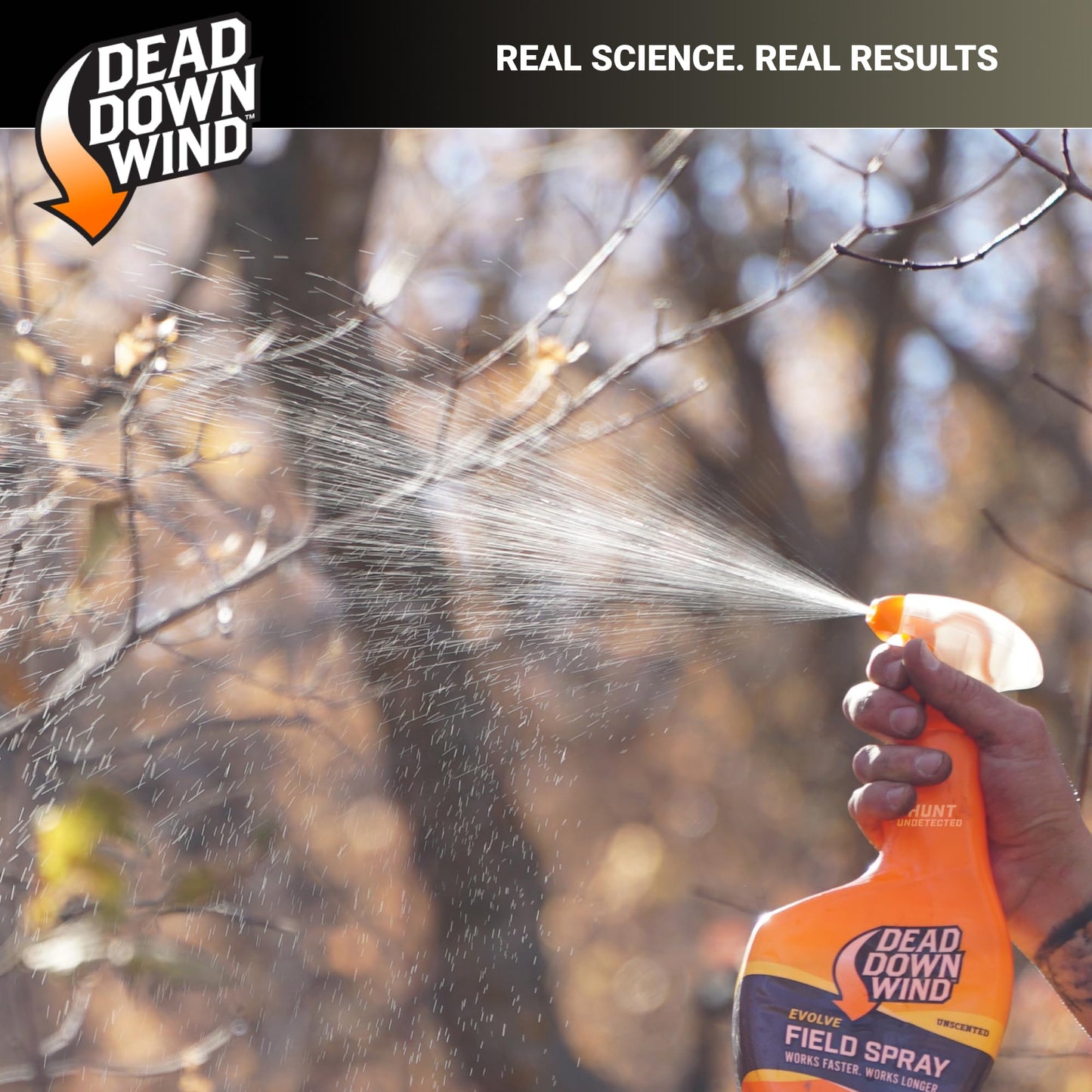 DEAD DOWN WIND Evolve Field Spray Bottle - Odor Fighting Hunting Scent Control Spray - Unscented, Safe for Sensitive Skin - Easy To Use for Hunting Gear & Clothing (24 oz)