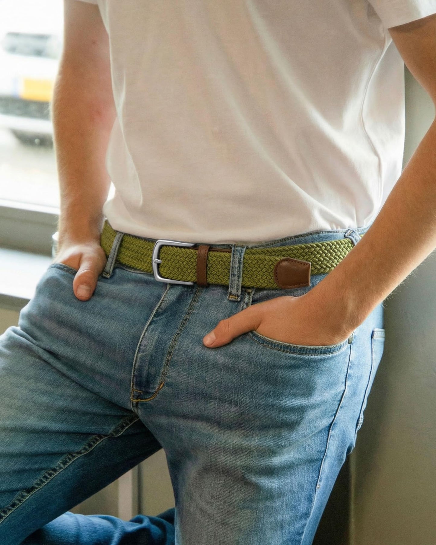 CHAOREN Stretch Mens Belt - Braided Elastic Golf Belt for Men 1 3/8"- Fits Casual Jeans & Shorts