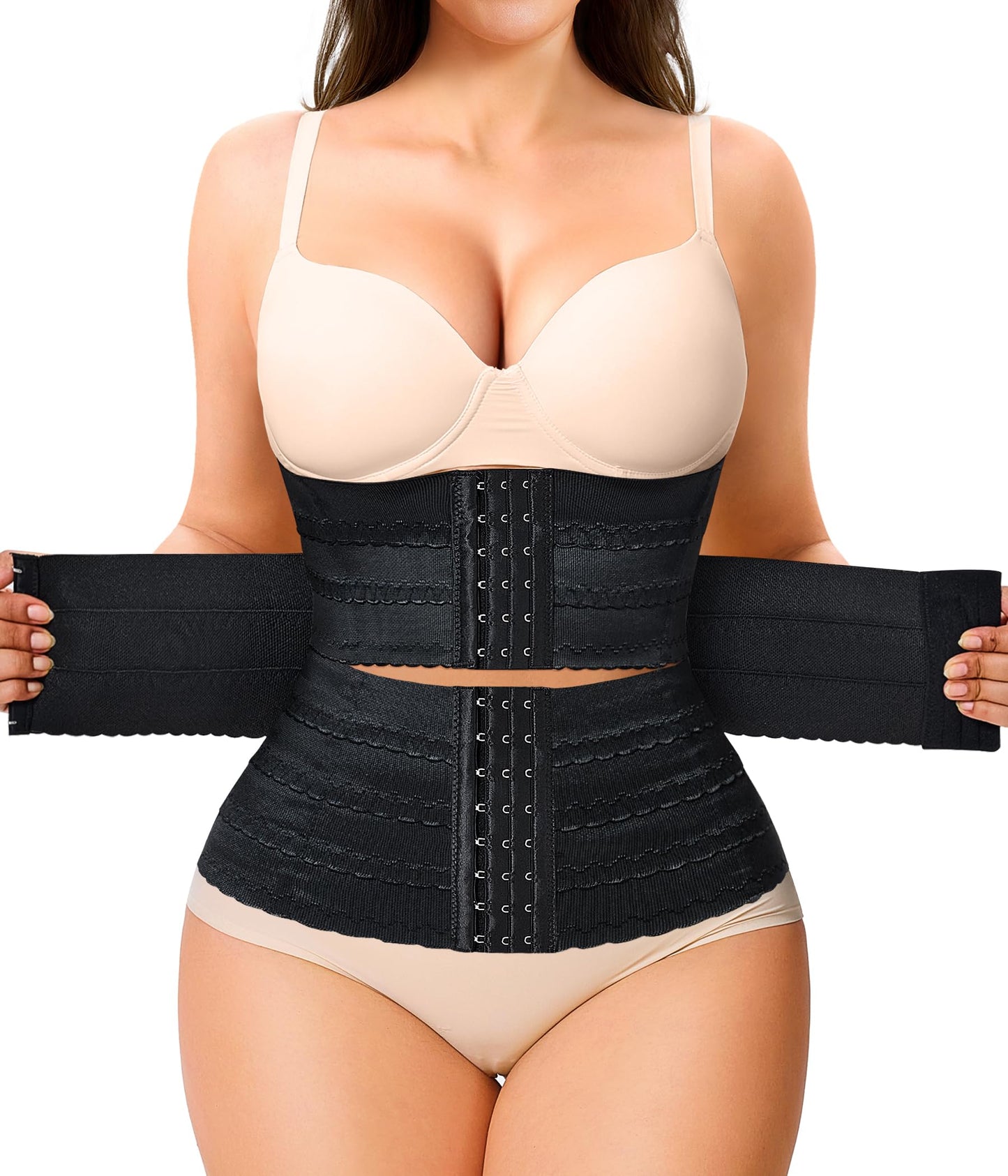 Nebility Waist Trainer for Women Corset Shapewear Tummy Control Segmented Waist Cincher Workout Girdle(Black, XXXL)