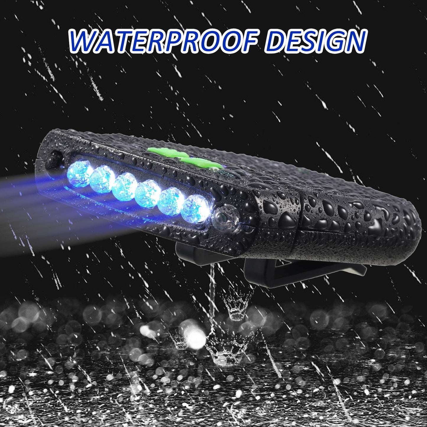 Mudder 2 Pieces LED Clip on Cap Lights USB Rechargeable Cap Flashlight Clip Waterproof Ultra Bright Hands-Free Hat Light Flashlight Headlamp for Fishing Camping Hand Work (Black, Blue)