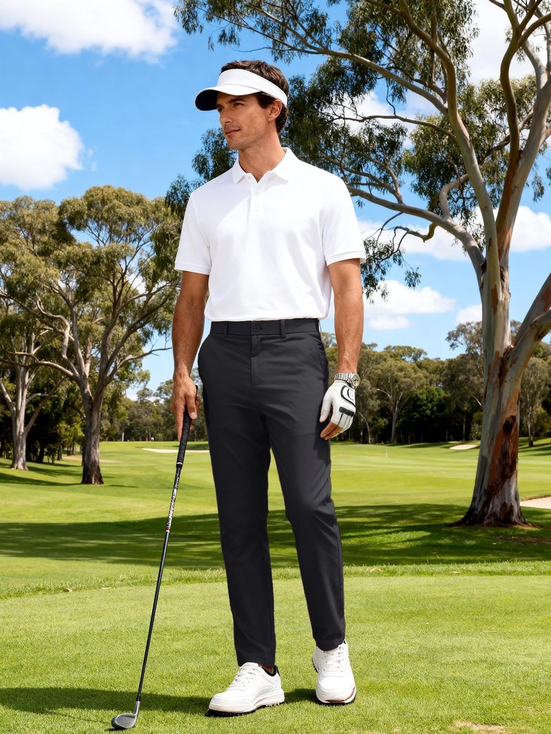 Comdecevis Golf Pants Men Slim Fit Mens Pants Casual 32 Inseam Stretch Quick Dry Wrinkle Free Lightweight Business Men's Fashion Slacks, Black, 34x32