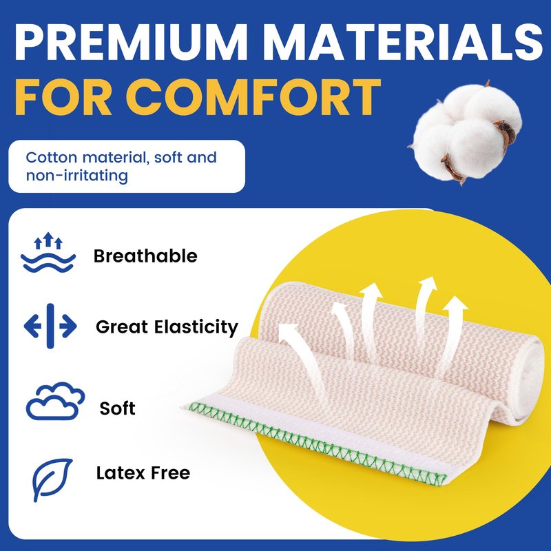 ZJCCTO 4 Pack Elastic Bandage Wrap | 6" Medical Bandage Wrap with Hook-and-Loop Fasteners on Both Ends Compression Wrap for Wounds Latex Free Stretch Bandage for Foot Arm Hand Ankle Injury