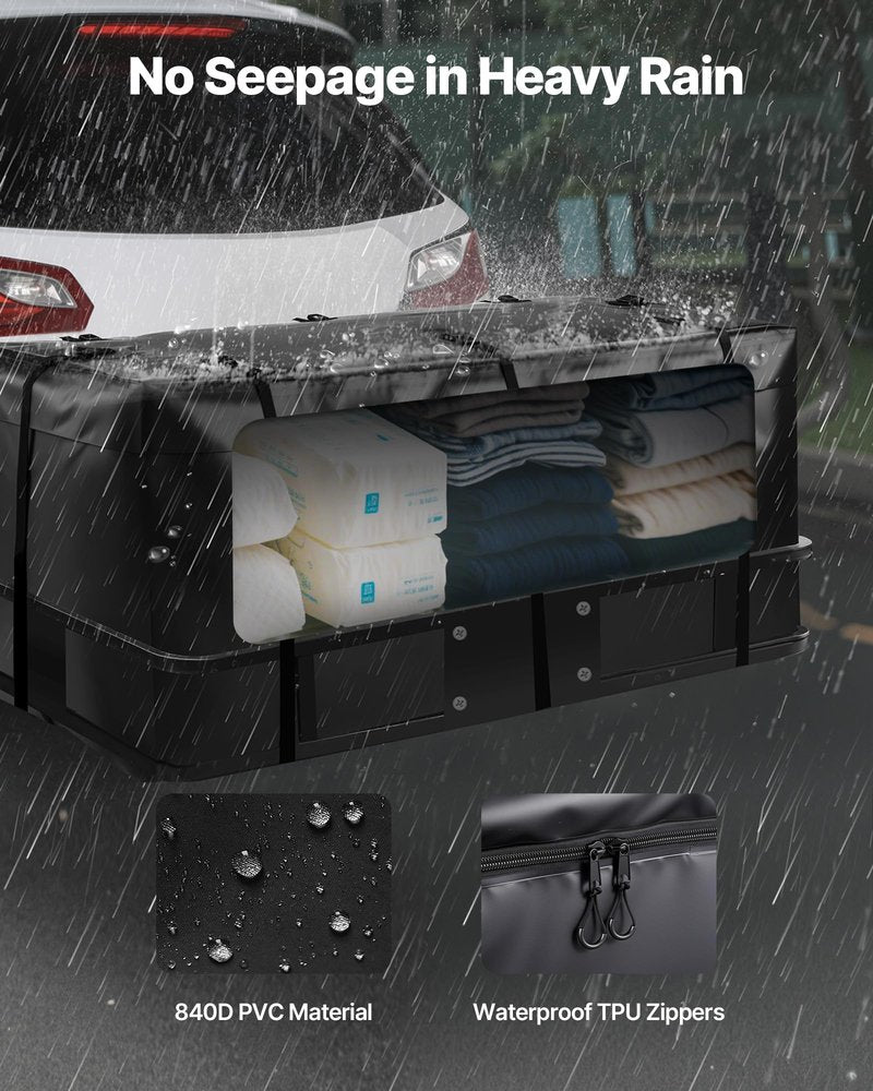 VEVOR Hitch Cargo Carrier Bag, Waterproof 840D PVC, 59.84 x 23.9 x 24.02 in (20 Cubic Feet), Heavy Duty Cargo Bag for Truck Bed Storage with 8 Reinforced Straps, Suitable for Car Vans Hitch Basket