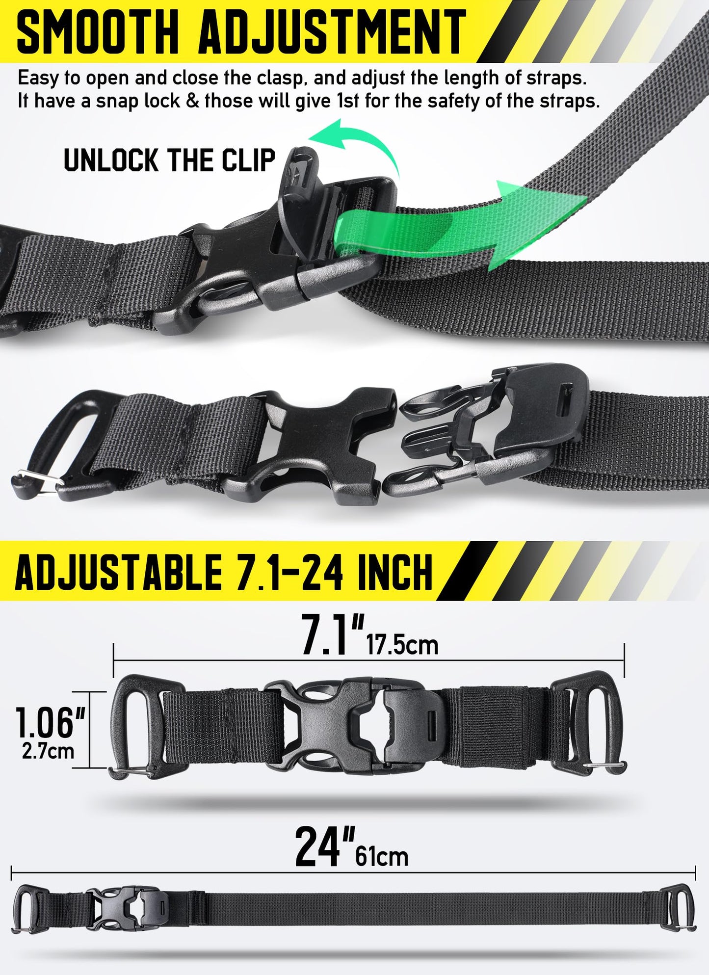 Pitozer Molle Attachment Strap for Tactical Military backpack 24"Adjustable