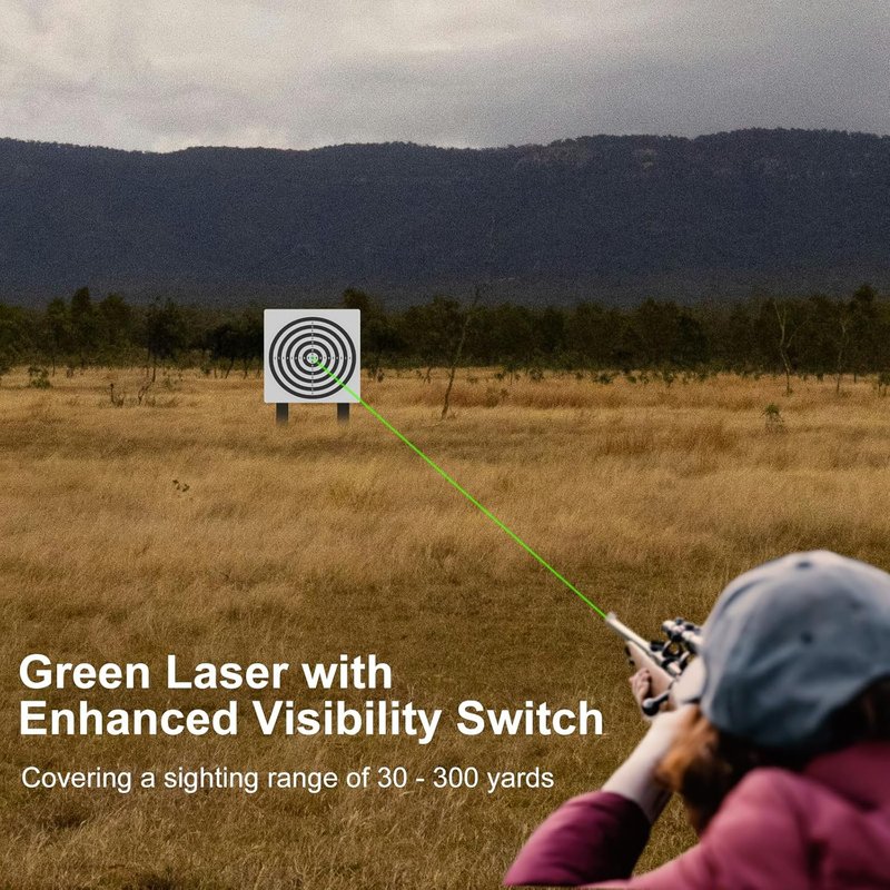 Feyachi 9mm Green-Dot Laser Bore Sighter - Precision Zeroing Tool with 3 Battery Sets