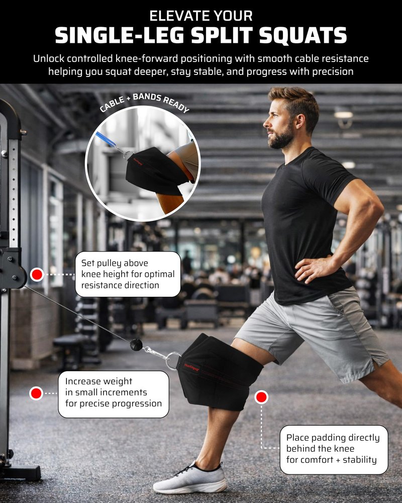 THEFITGUY Squat Knee Attachment for Cable Machine, Resistance Band & Smart Gym | Supports Deep Split Squats | Promotes Knee Strength, Ankle Mobility & Joint Stability | Home & Commercial Gym Accessory