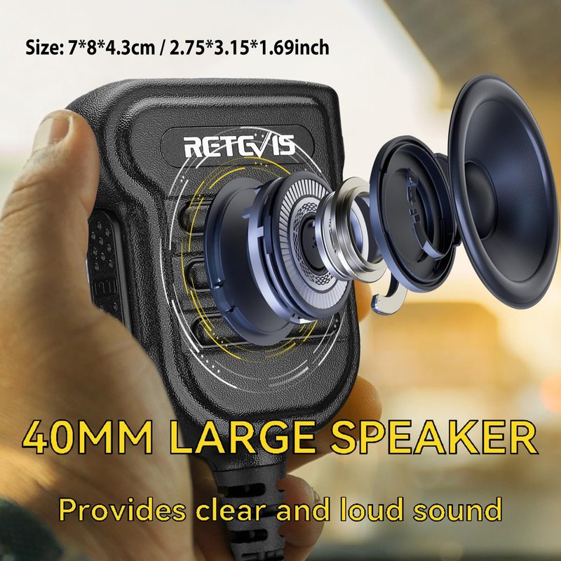 Retevis Heavy Radio Microphone,IP54 Waterproof Shoulder Mic,Police Walkie Talkie Mic,for RT22 H777 RT21 RT68 RT86 RT85,Compatible with BAOFENG UV-5R BF-F8HP UV-5G Plus 5RM BF-888S Kenwood BTECH(1Pack)