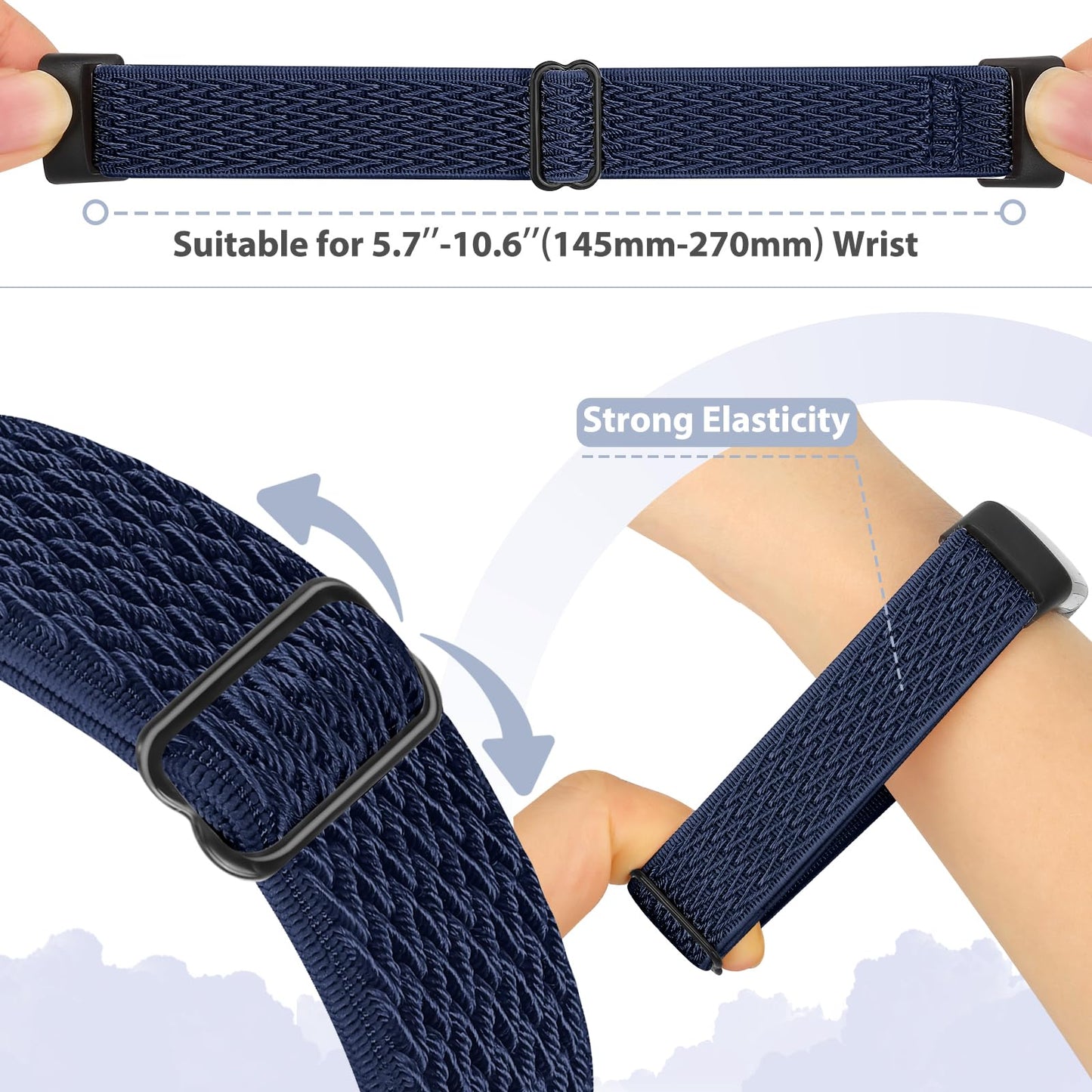 Bcuckood 5 Pack Elastic Nylon Watch Bands Compatible for Fitbit Charge 6/Fitbit Charge 5, Adjustable Breathable Replacement Stretchy Nylon Loop Wristband Sport Strap for Women Men