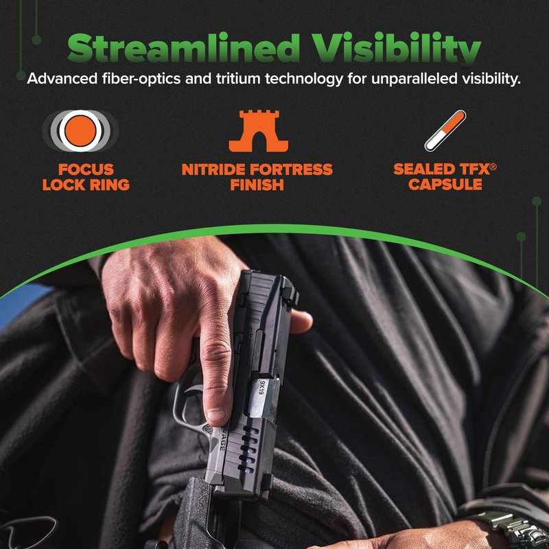 TRUGLO Tritium Pro Compact Night Sights with Daylight White Dots, Night Tritium Dots & Focus Lock Front Ring for CZ Handguns, Black