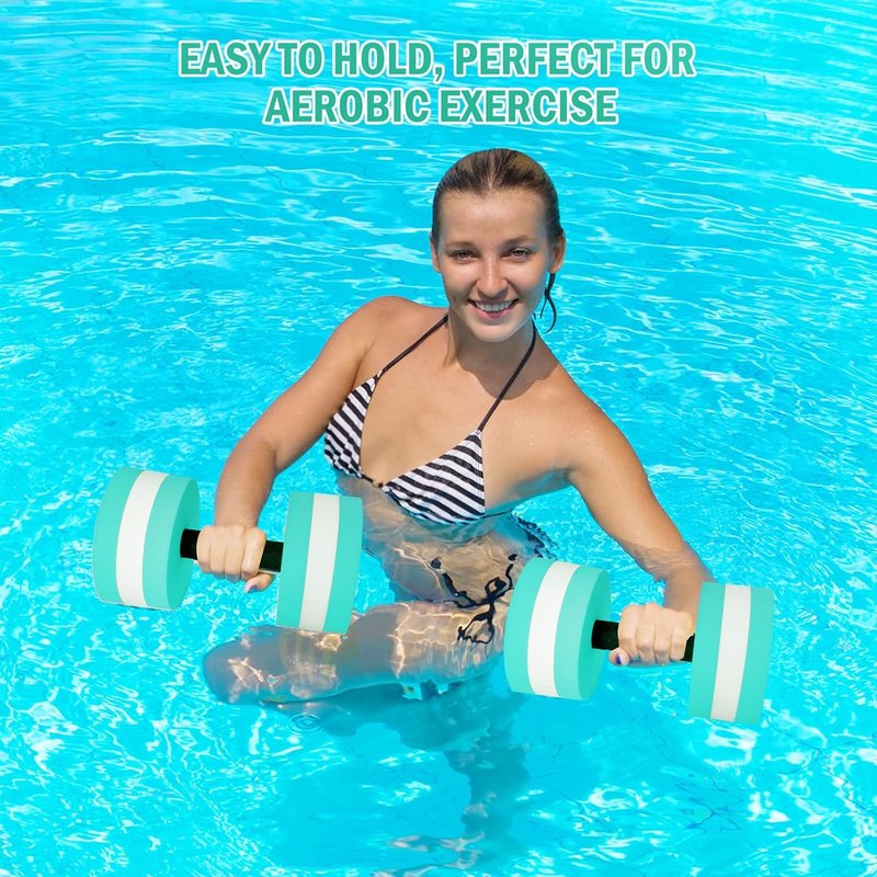 Aquatic Dumbbells Set of 2 | High-Density EVA Foam Water Weights for Pool Aerobics - Cyan