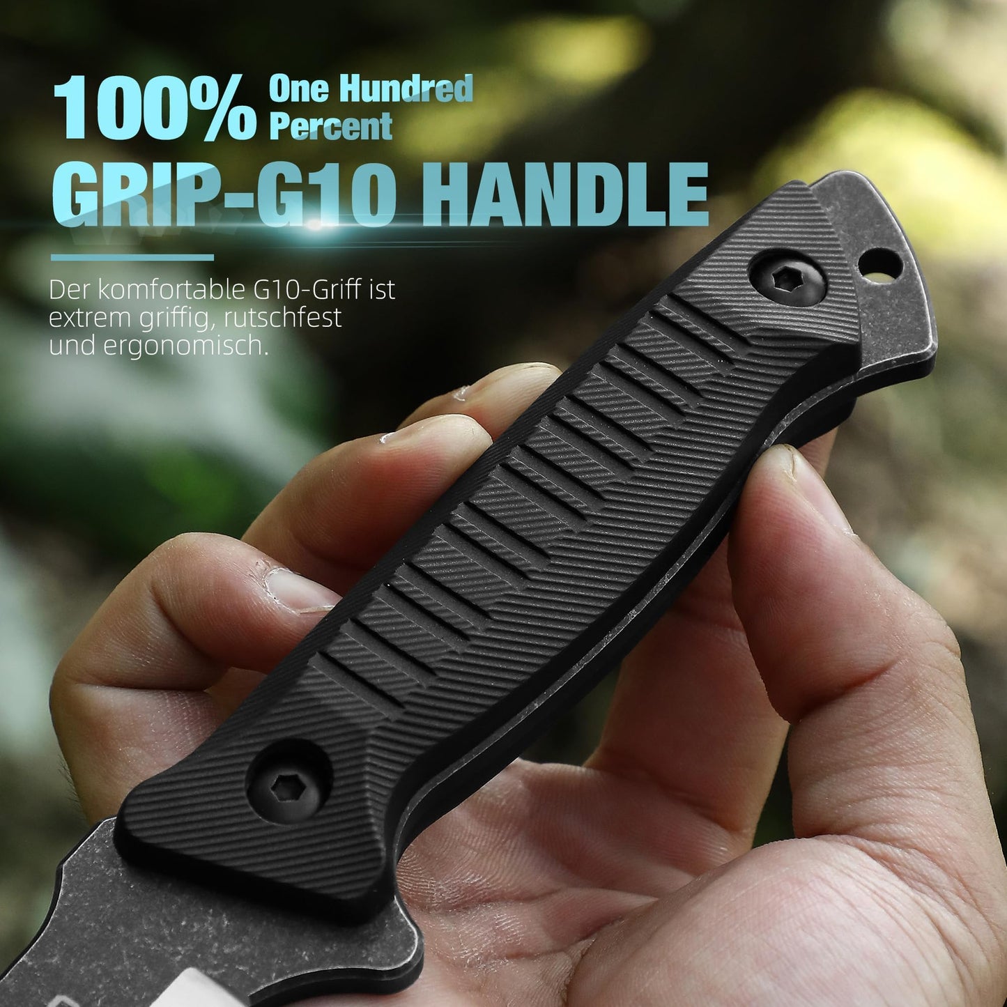 Omesio Tanto Fixed Blade Knife with Kydex Sheath, Outdoor Survival Knife, Tactical Knife Full Tang 420 Stonewashed Steel G10 Handle, Camping Hiking Gifts for Men (Black)