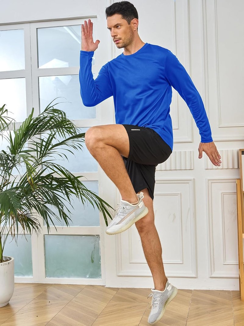 Men's Long Sleeve Athletic Shirts - Quick Dry Moisture-Wicking Workout Tees | 5 Pack