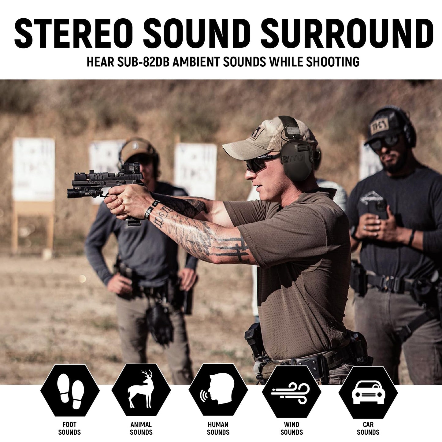 TACWIN Shooting Ear Protection for Gun Range, Active Noise Reduction NRR 23dB Hearing Protection Ear Muffs for Shooting