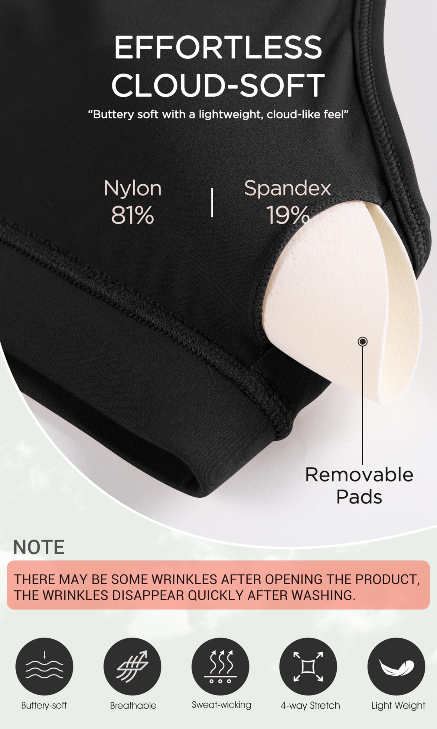ODODOS Cloud Feeling Y Racerback Sports Bra for Women Wirefree Padded Strappy Yoga Bra, Black, X-Large