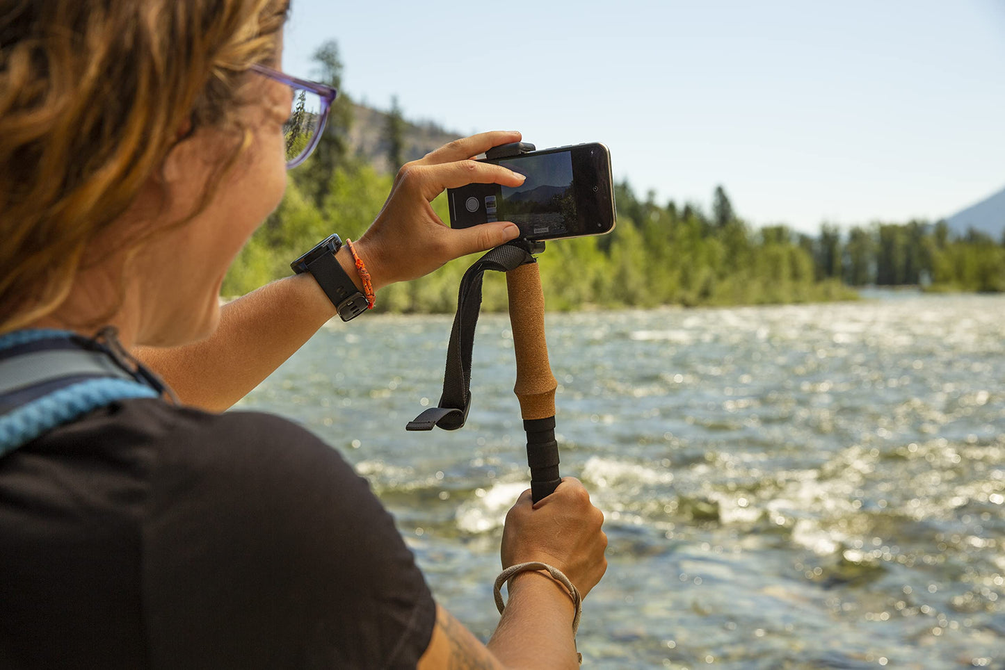 Cascade Mountain Tech Trekking Poles - 2 Piece Carbon Fiber Monopod Walking or Hiking Sticks with with Accessories Mount & Adjustable Quick Locks (Set of 2), Brown