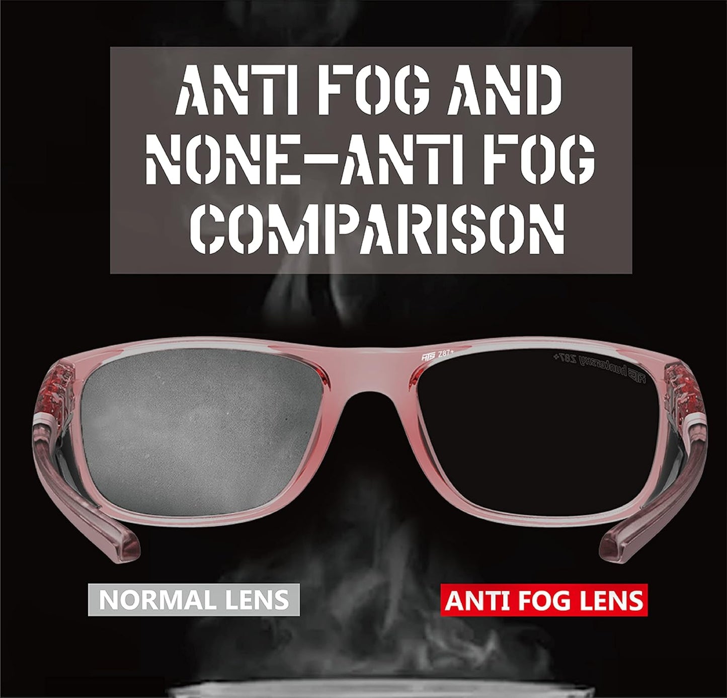 HTS HUNTERSKY Safety Glasses - ANSI Z87 Anti-Fog, Scratch-Resistant | Small Size for Men & Women